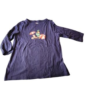 Croft&Barrow Women's Blue Beach Scene 3/4 Sleeve 100% Citton Tshirt Size XL D35